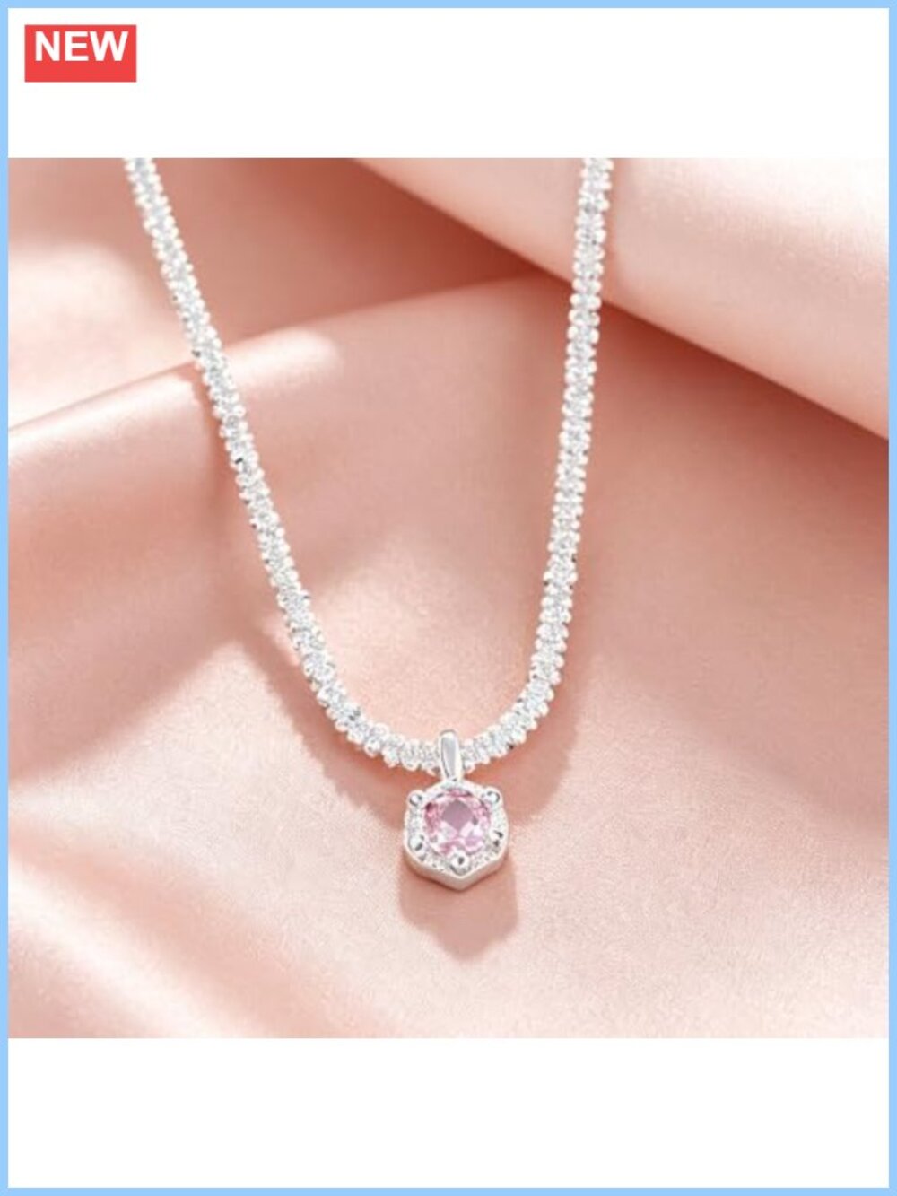 Dainty Choker Necklace 925 Sterling Silver Cubic Zirconia Pendant Party Prom - Picture 6 of 6